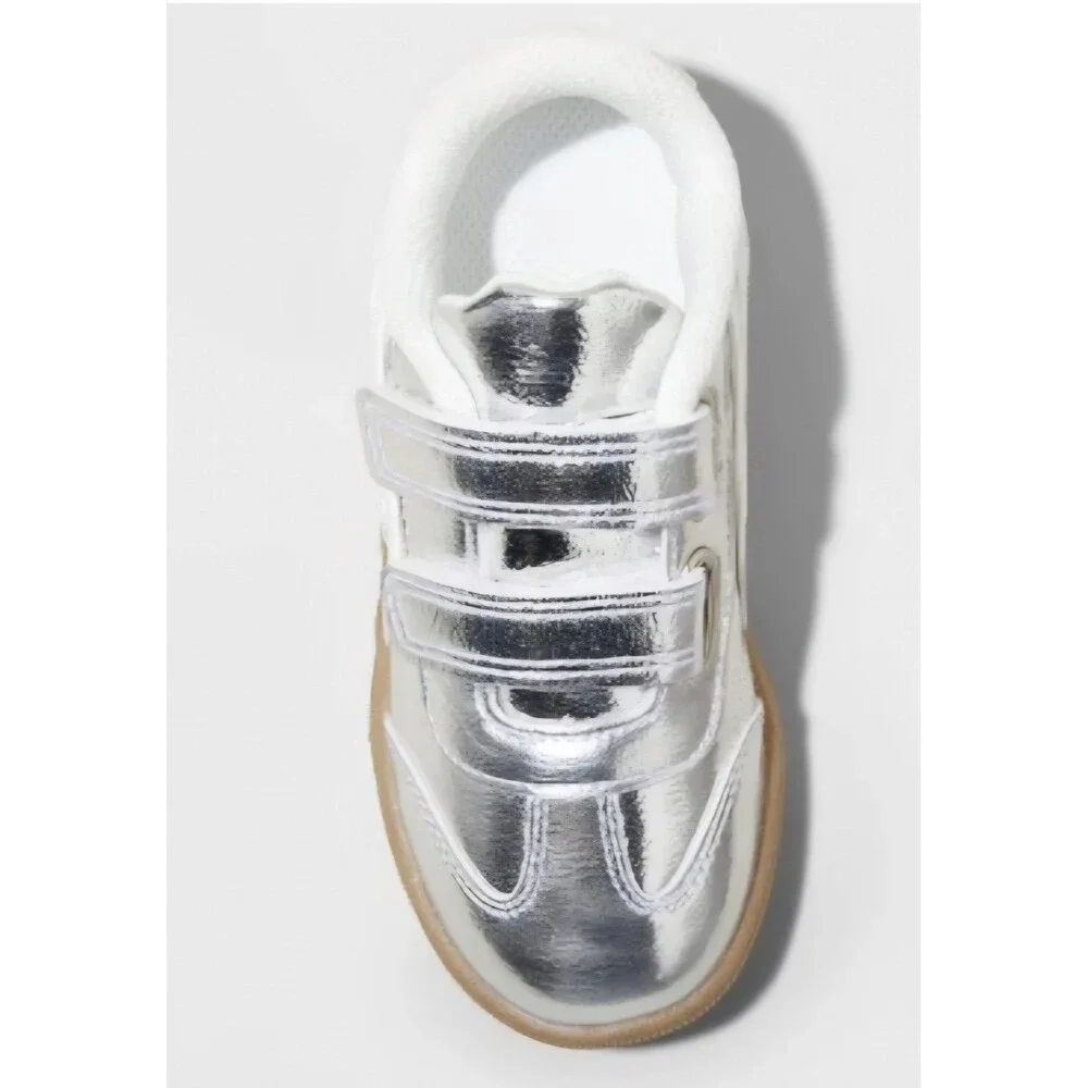 Cat & Jack Toddler Dakota Retro Court Low Top Faux Leather Sneaker Silver - Picture 3 of 4